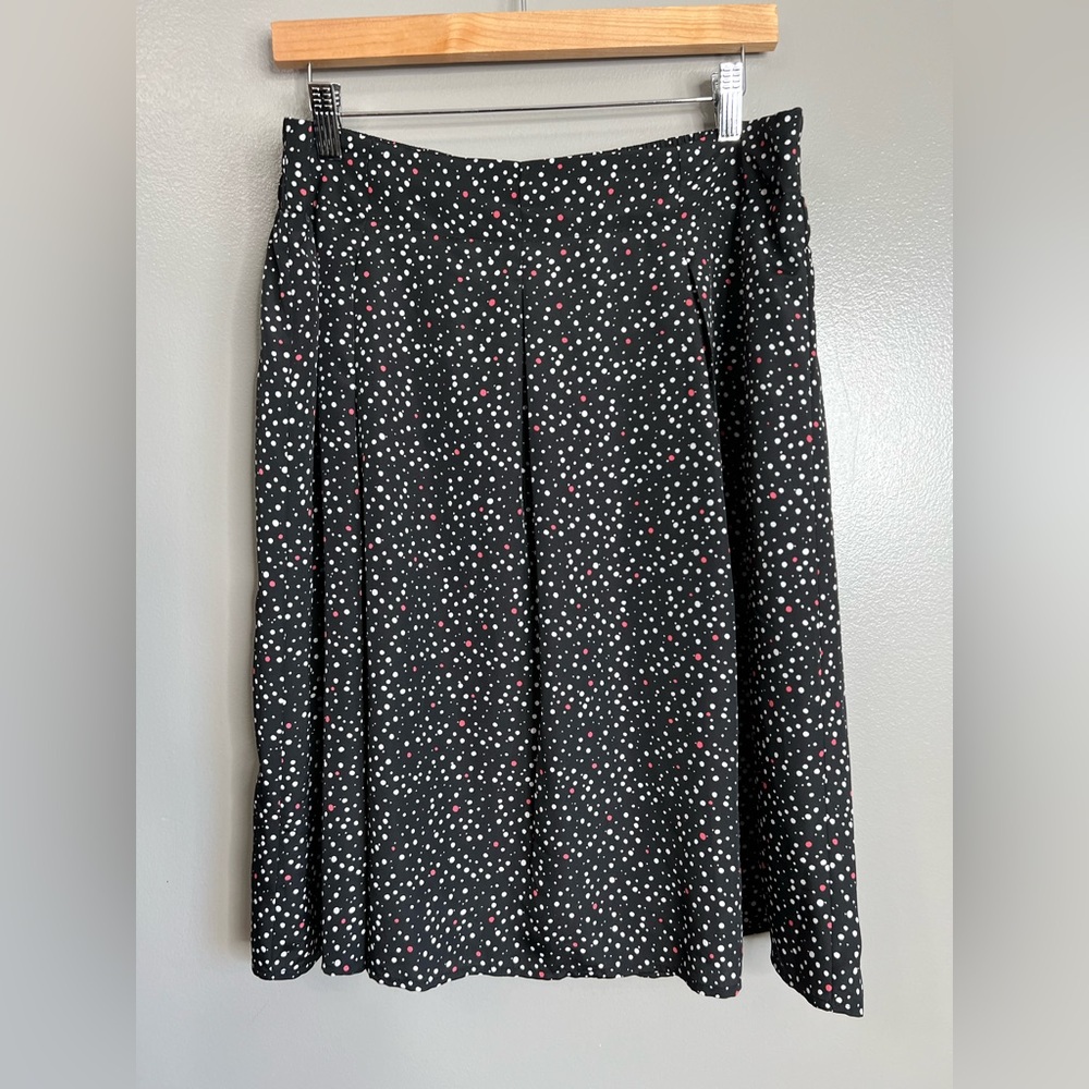 Lane Bryant polka dot pleated skirt quirky artsy office casual